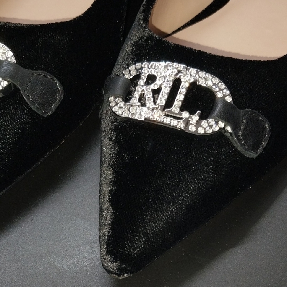 Lauren Ralph Lauren Black Velvet Flats with Silver Accent - Picture 6 of 6